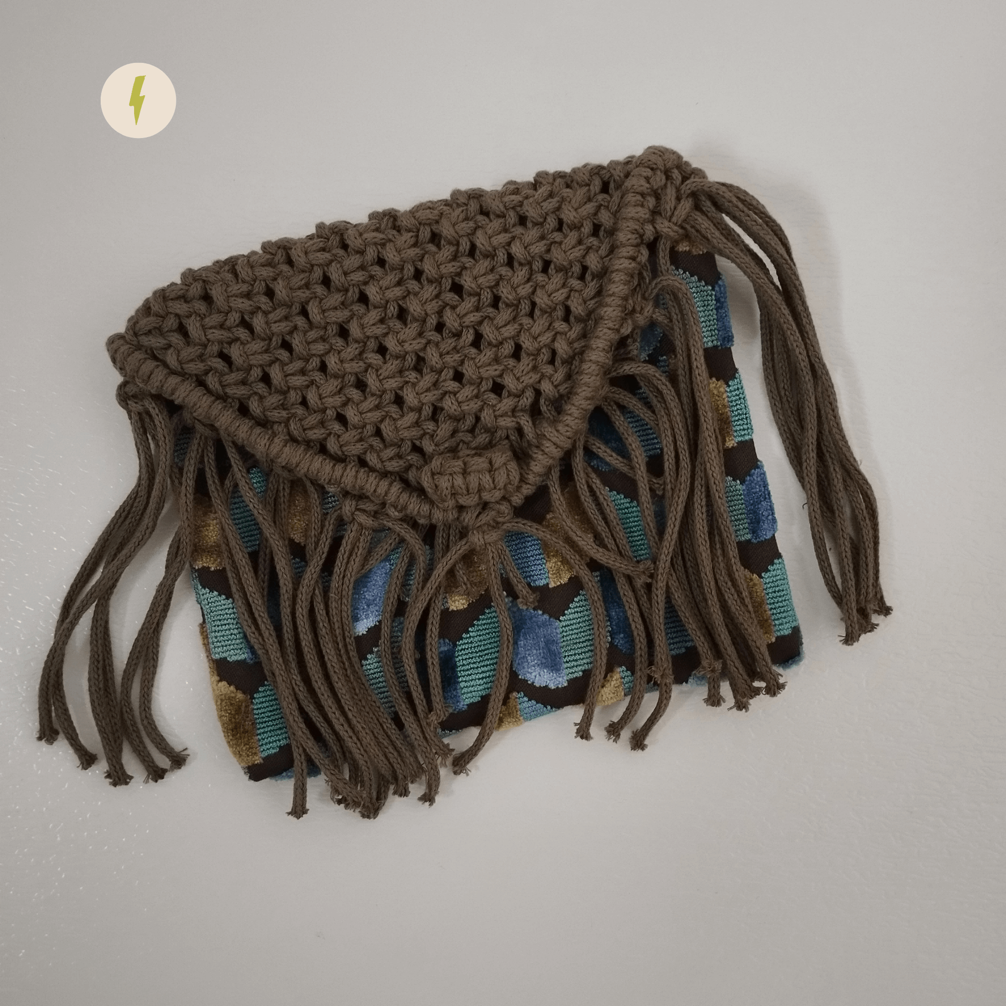 Khaki Green Crochet Clutch Bag