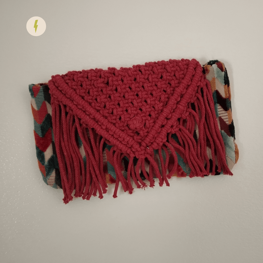 Maroon Crochet Clutch Bag
