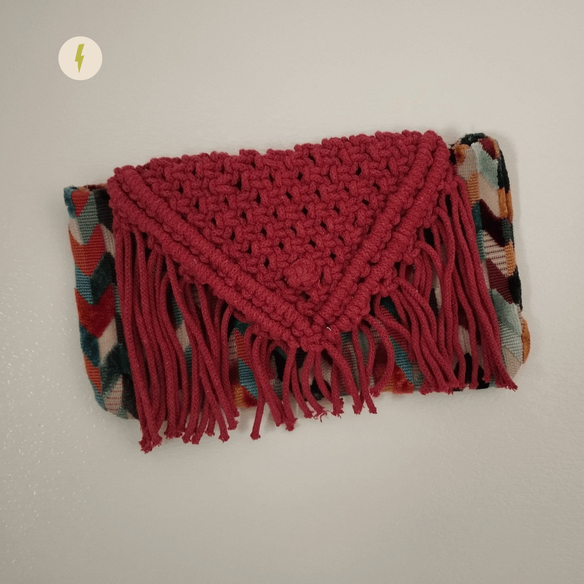 Maroon Crochet Clutch Bag