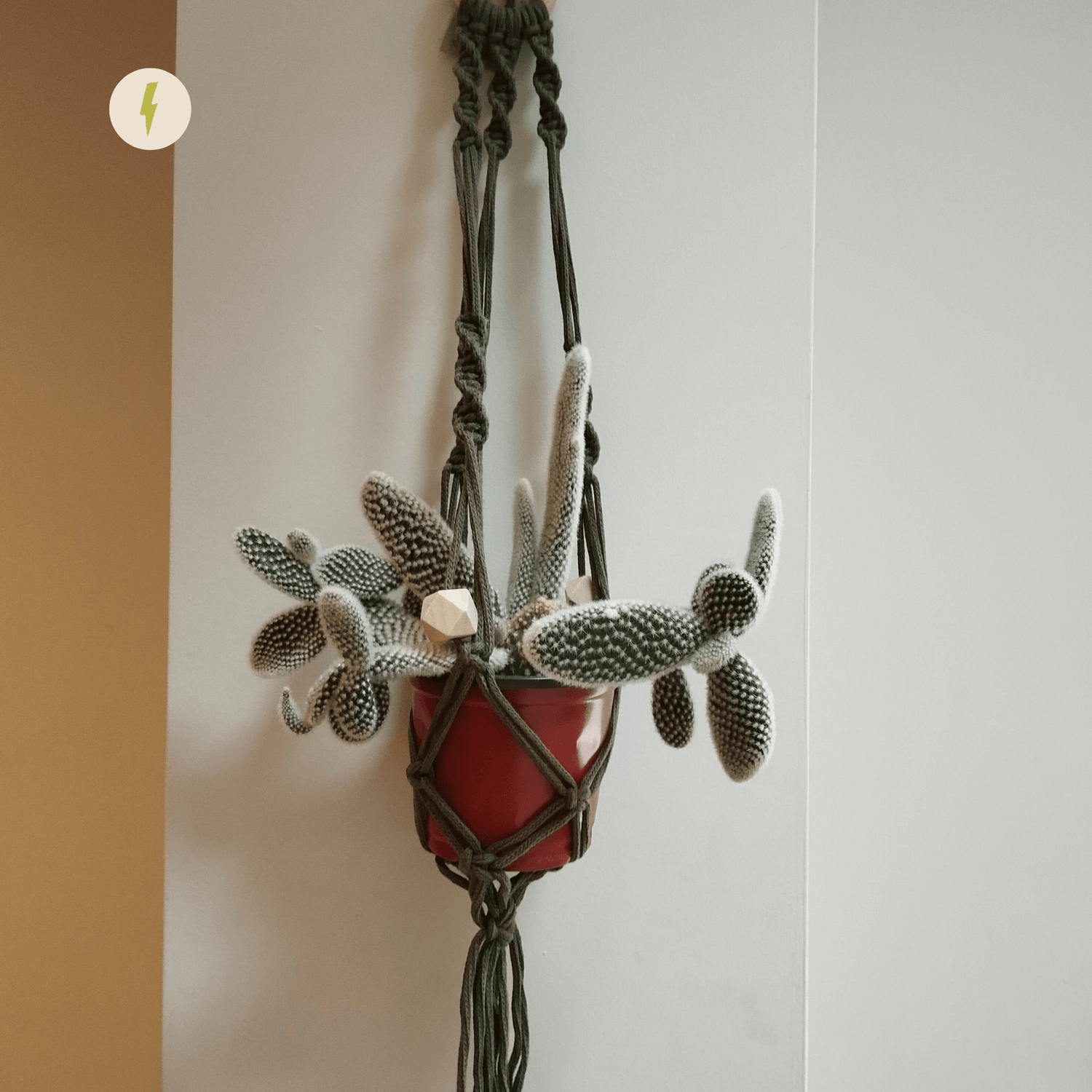 Khaki Macrame Planter