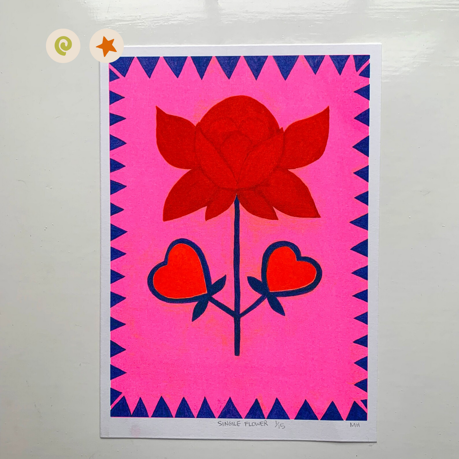 Single Flower Riso Print