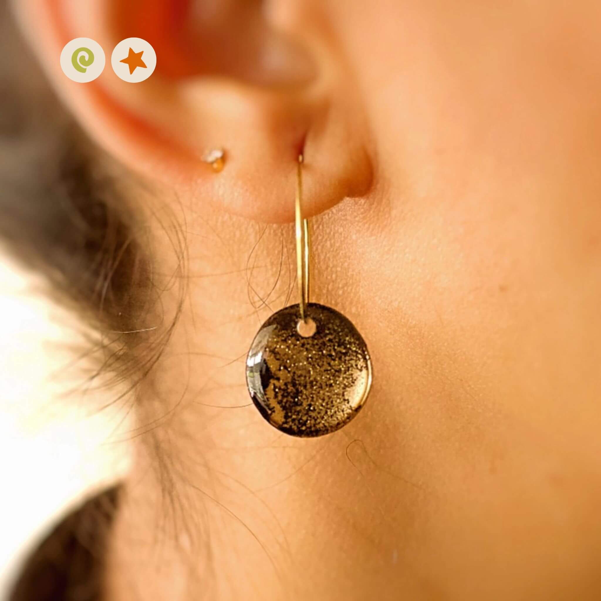 Black and Gold Mini Hoops