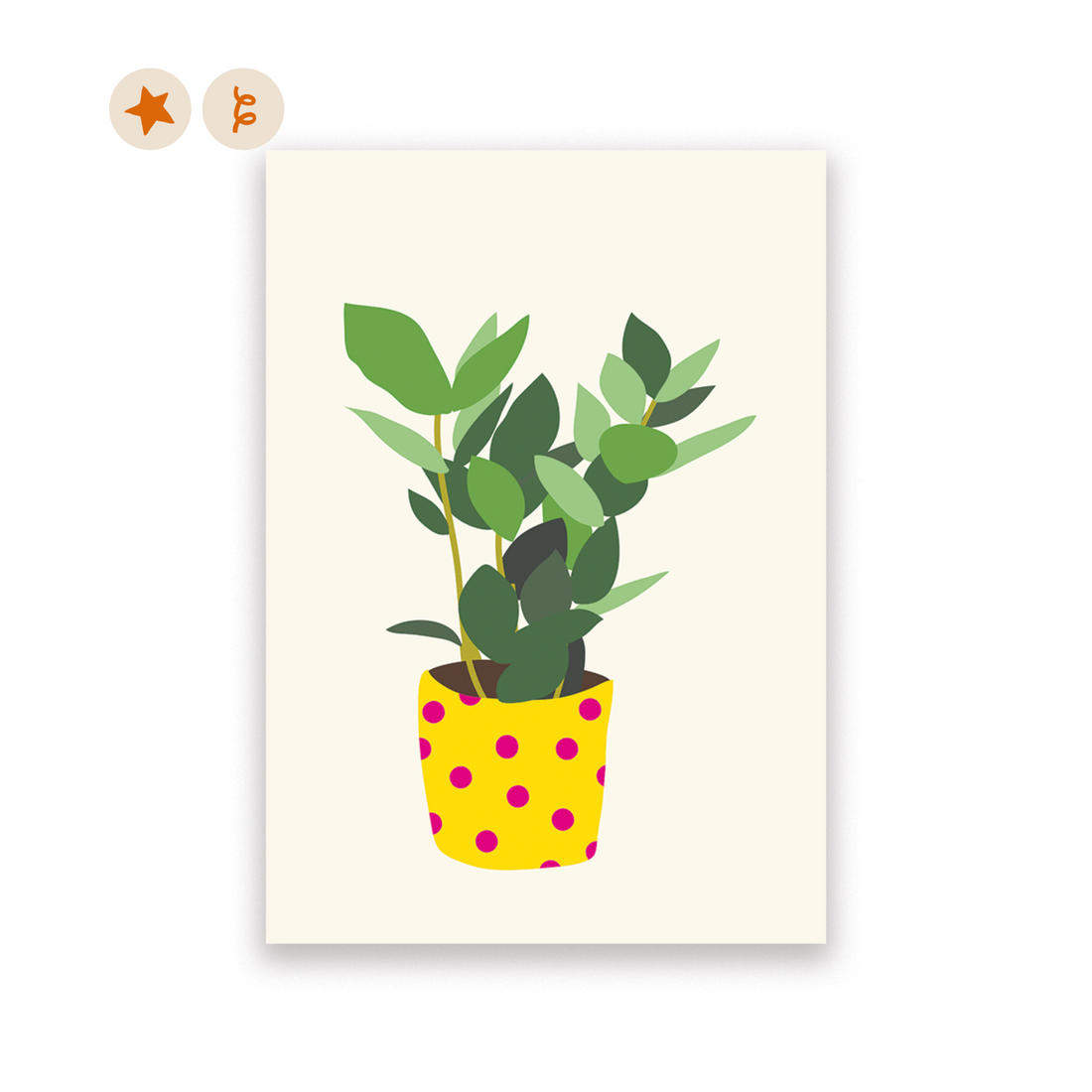 Illustration of a plant with leaves of different shades of green. It&